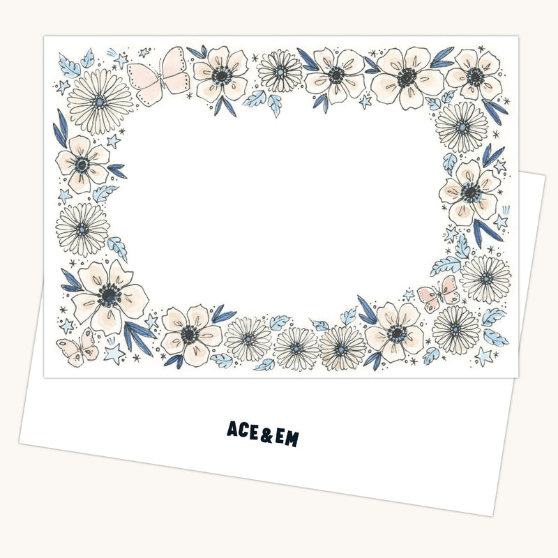 Floral Stationery Set- Periwinkle